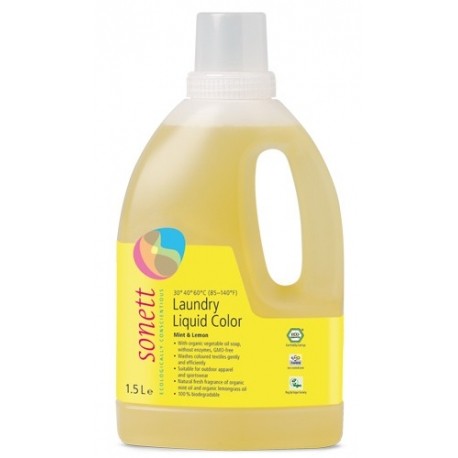 Detergent Ecologic Lichid Pentru Rufe Colorate - Menta Si Lamaie 1.5l Sonett